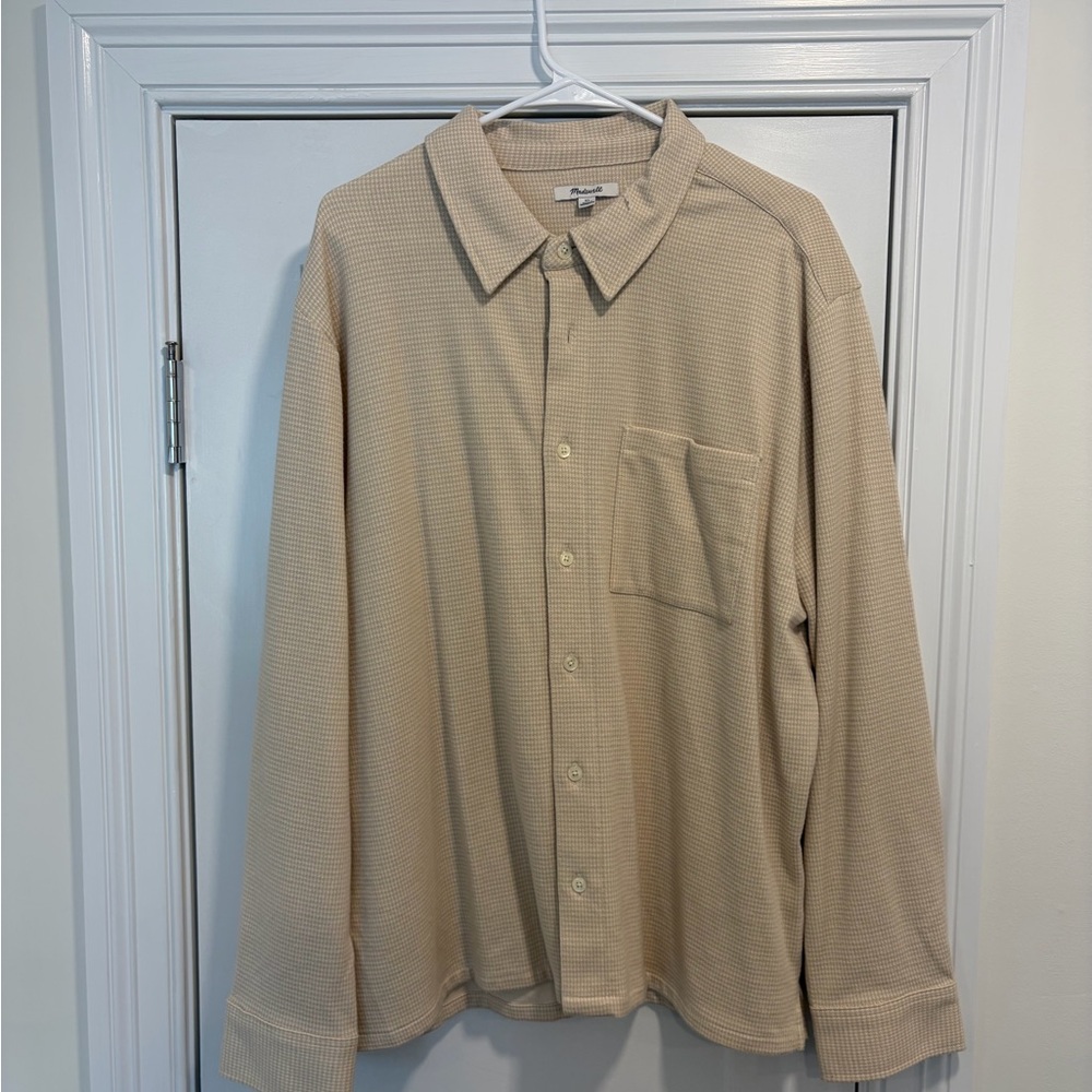 Madewell Beige Houndstooth Collared Shirt